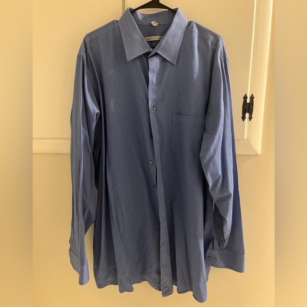 Geoffrey Beene Big & Tall Button Down Dress Shirt - Blue Stripe 18.5 37/38 NWOT